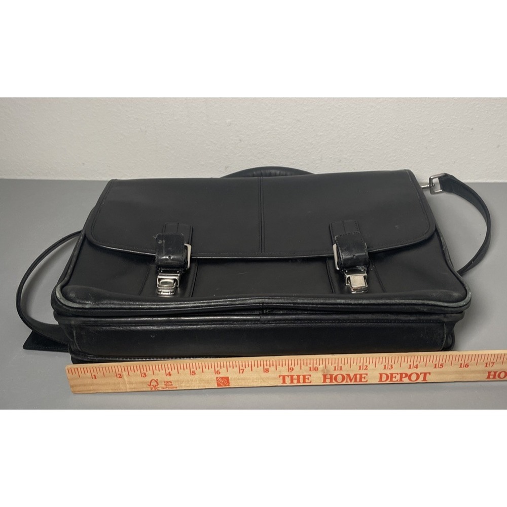 Vintage COACH F06455 Thompson Black Leather Briefcase Laptop Messenger Bag - Picture 12 of 16